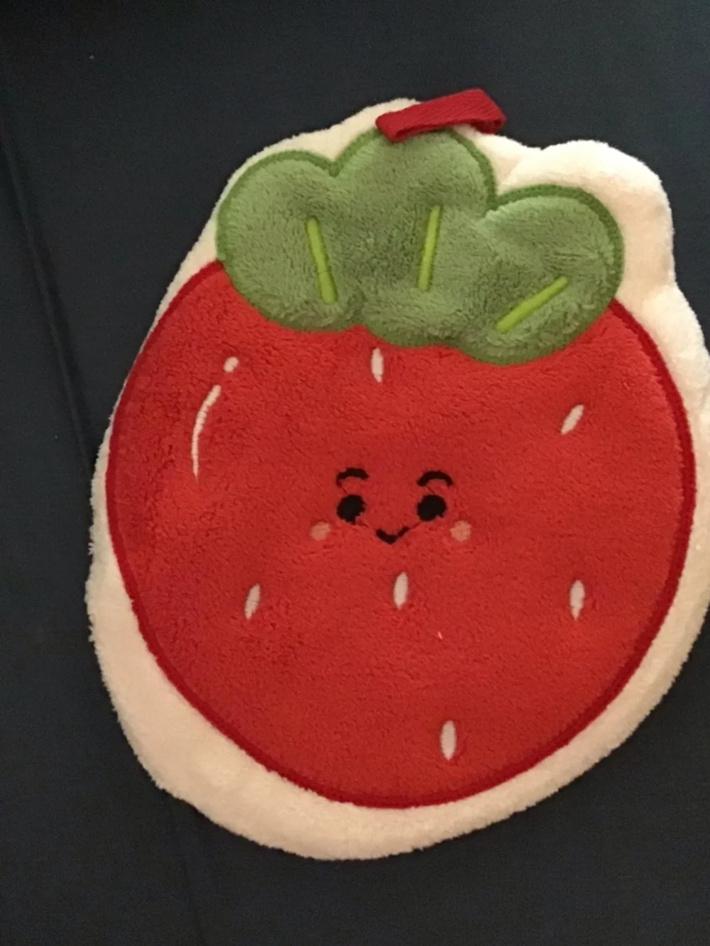 Cute Red Strawberry hand towel with Green Top